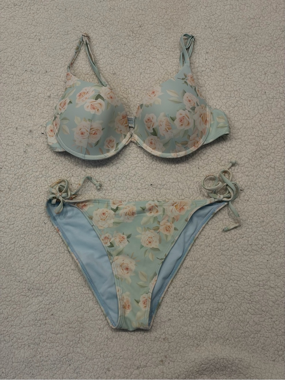 Sunsations Pastel Floral Push-Up Bikini Set Mixed Sizes:Medium Top/Large Bottom